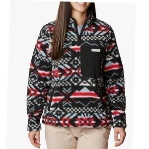 NWT Columbia Pull Over 1/4 Zip Fleece Jacket Red Black Blue White Large $100 New